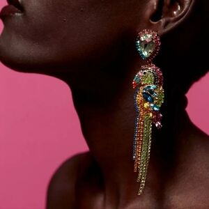 Multicolor Crystal Parrot Earrings